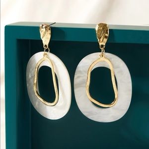 NWOT Two Tone Geometric Drop Earrings